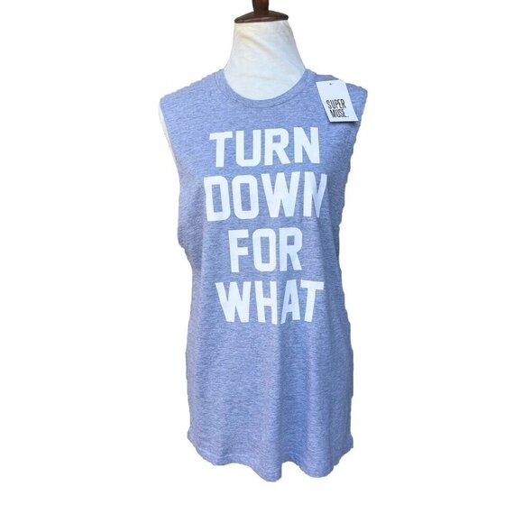 Super Muse Tops - Super Muse Women’s Heather Gray Cotton Turndown For What Tank Size S